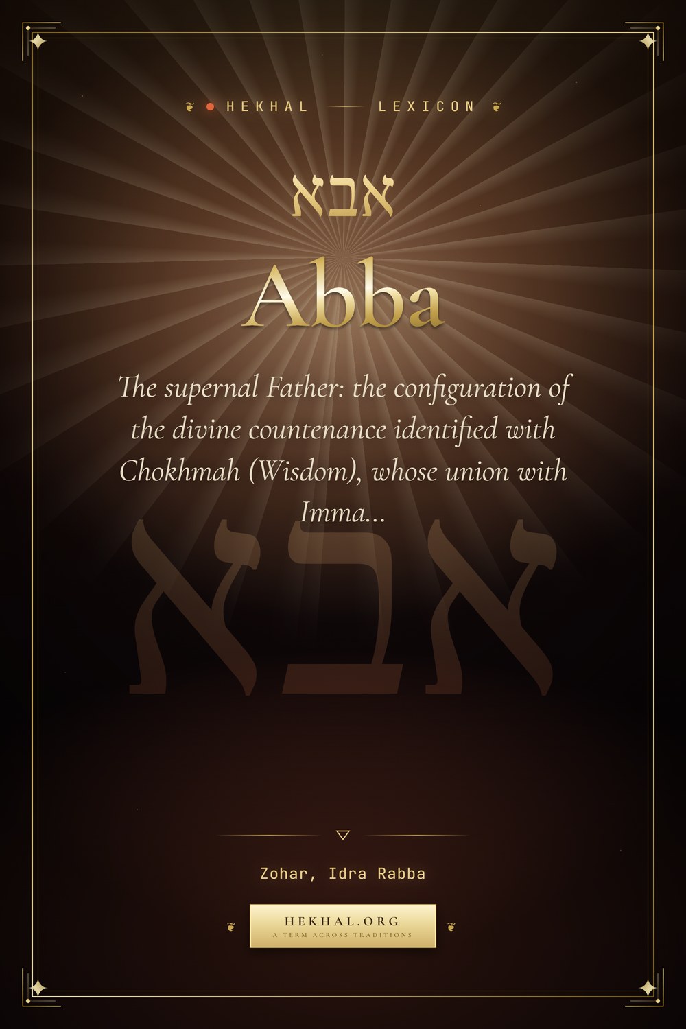 Abba (אבא): The supernal Father — Jewish mysticism