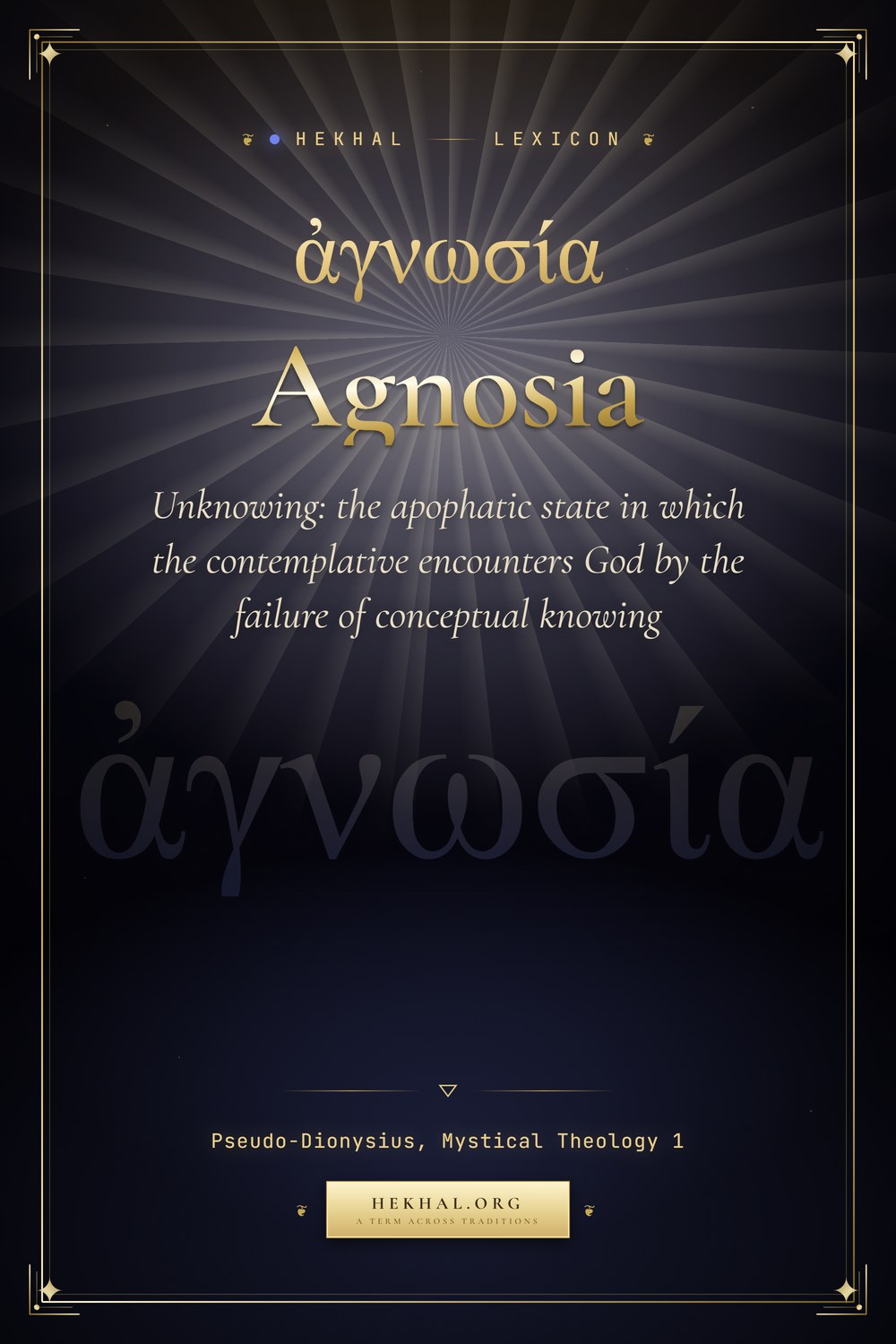 Agnosia (ἀγνωσία): Unknowing — Christian mysticism