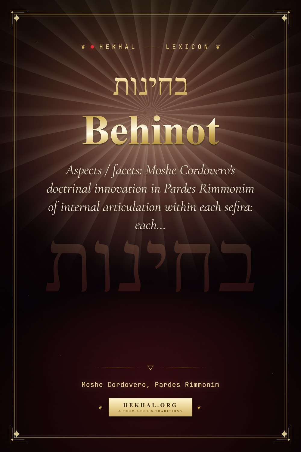Behinot (בחינות): Aspects / facets — Jewish mysticism
