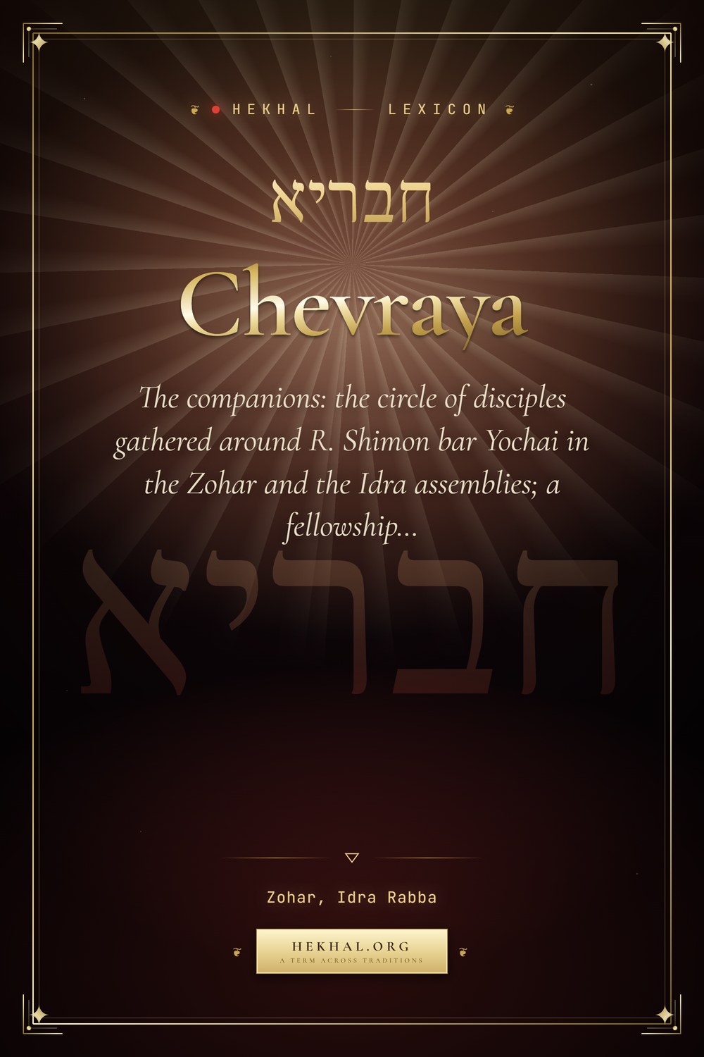 Chevraya (חבריא): The companions — Jewish mysticism