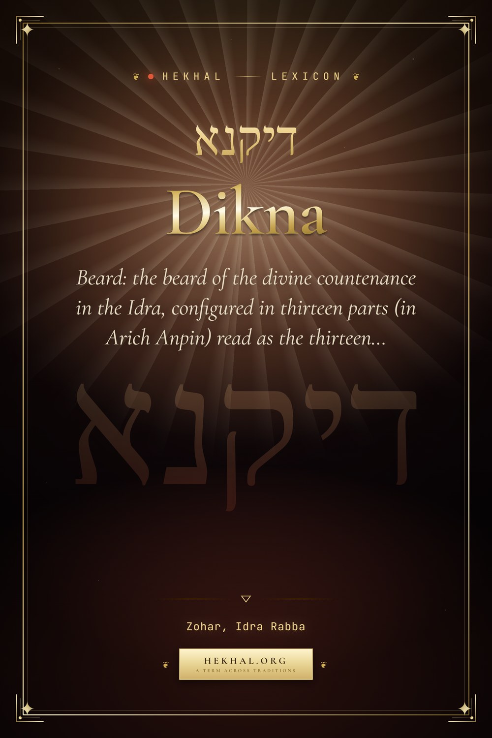 Dikna (דיקנא): Beard — Jewish mysticism