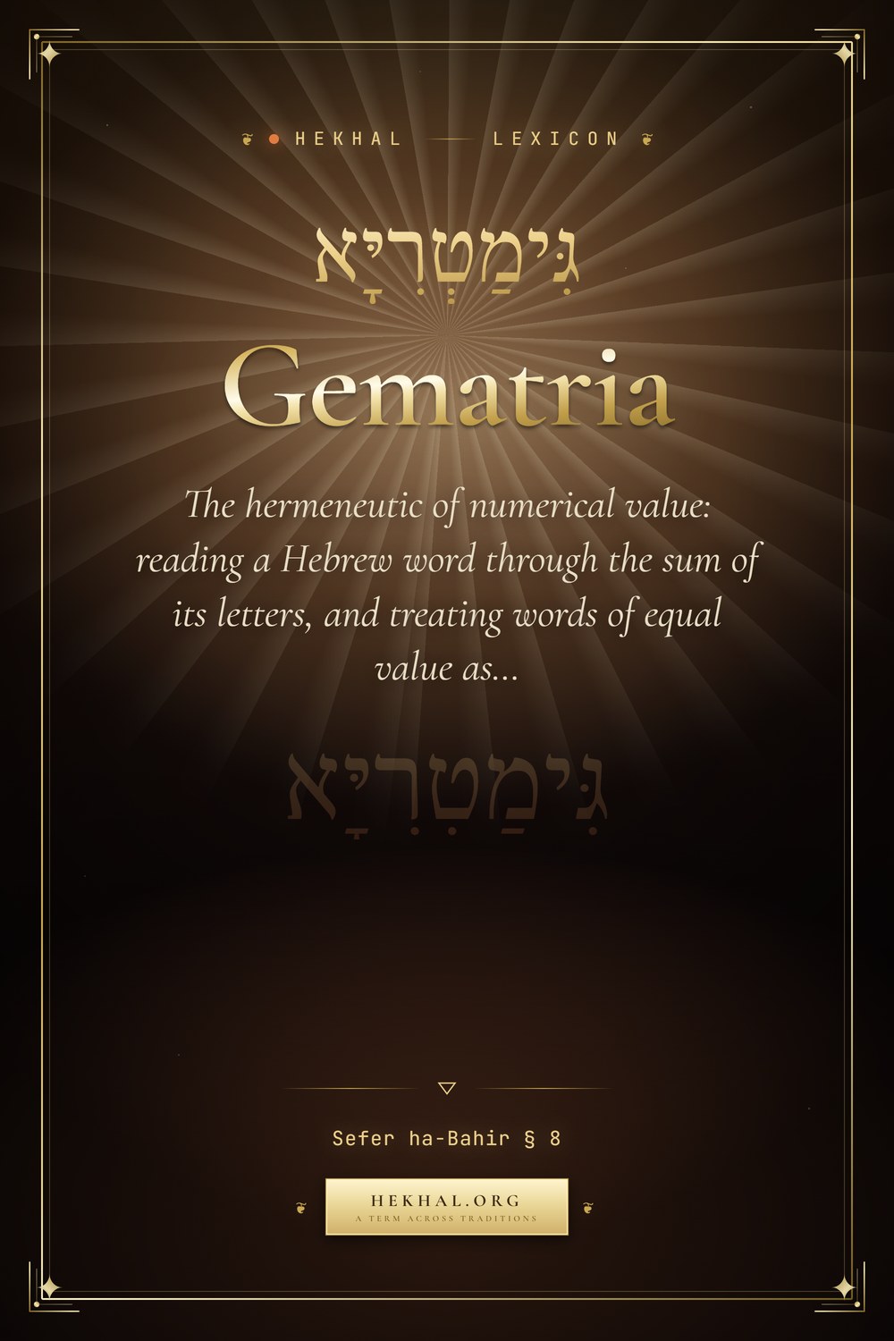 Gematria (גִּימַטְרִיָּא): The hermeneutic of numerical value — Jewish mysticism