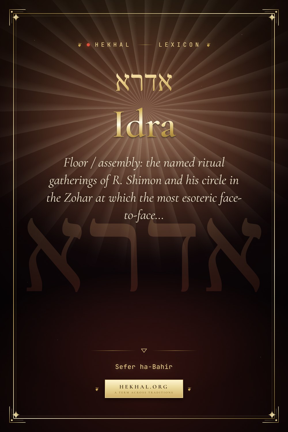Idra (אדרא): Floor / assembly — Jewish mysticism