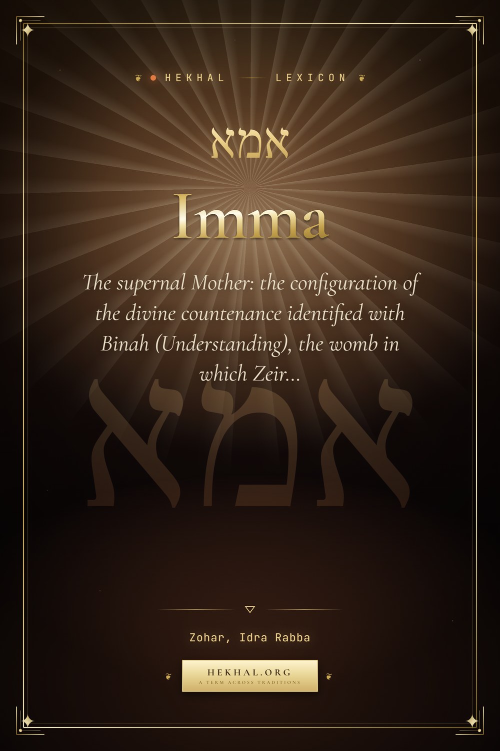 Imma (אמא): The supernal Mother — Jewish mysticism