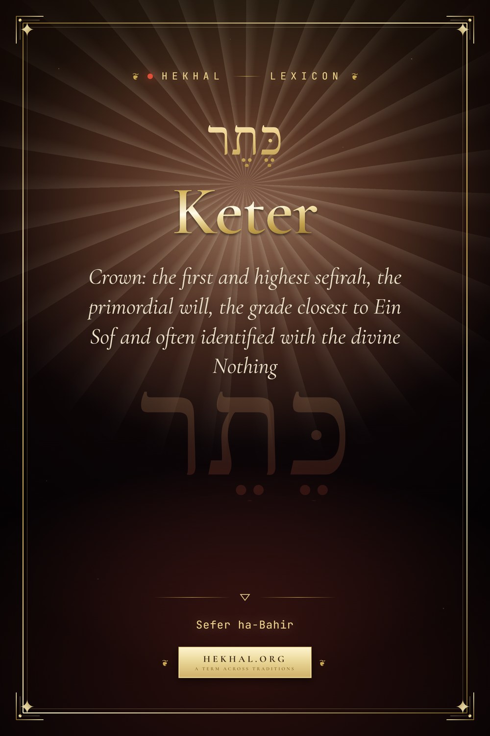 Keter (כֶּתֶר): Crown — Jewish mysticism