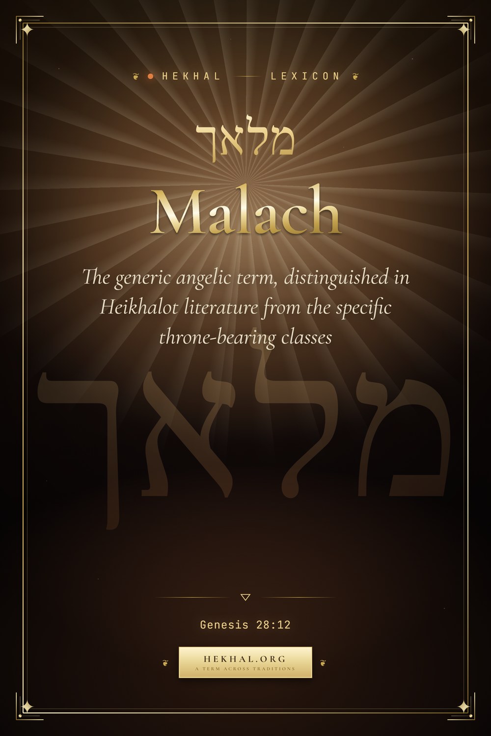 Malach (מלאך): The generic angelic term — Jewish mysticism