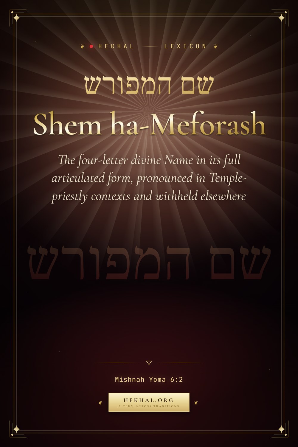 Shem ha-Meforash (שם המפורש): The four-letter divine Name in its full articulated form