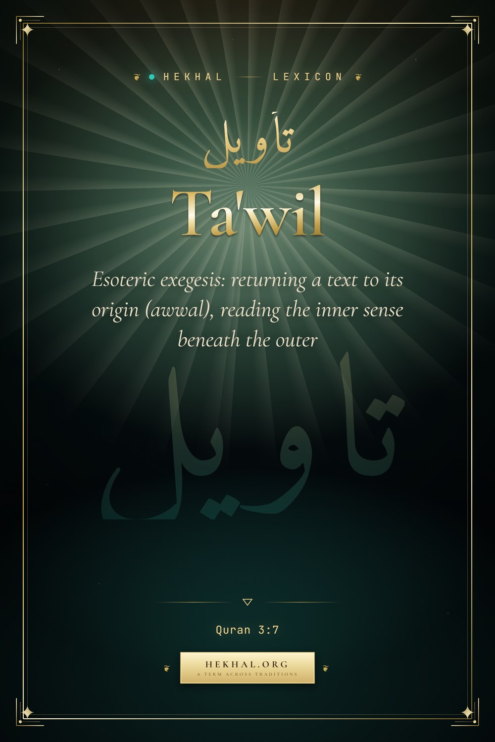Ta'wil (تأويل): Esoteric exegesis — Islamic mysticism