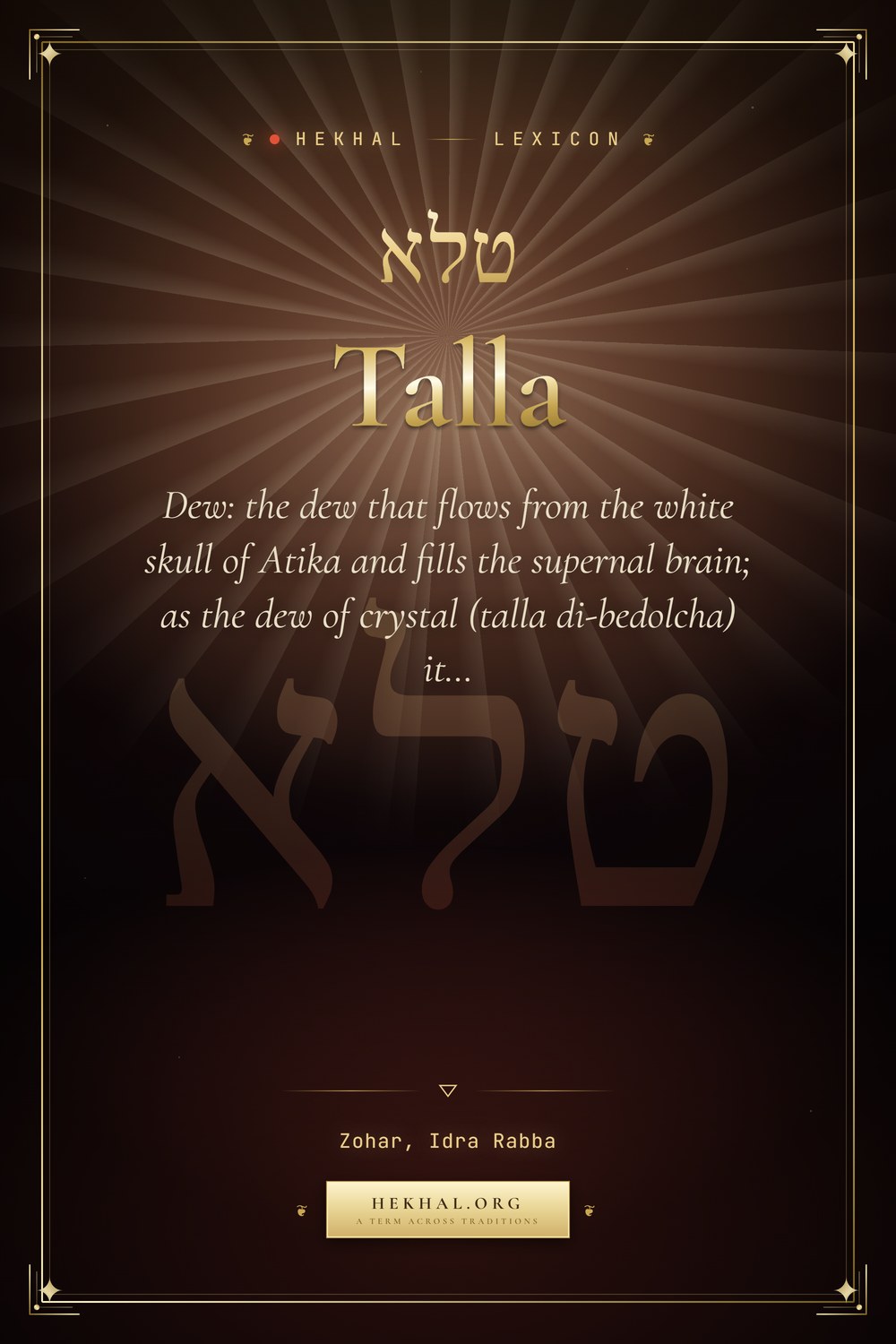 Talla (טלא): Dew — Jewish mysticism
