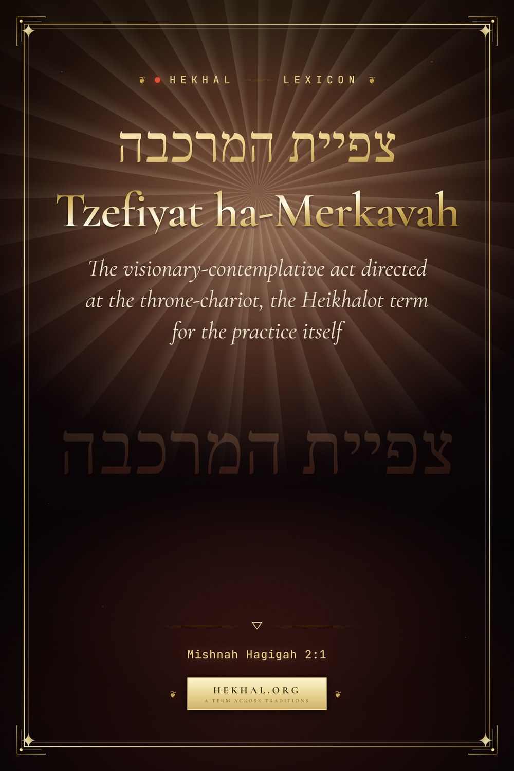 Tzefiyat ha-Merkavah (צפיית המרכבה): Gazing upon the chariot — Jewish mysticism
