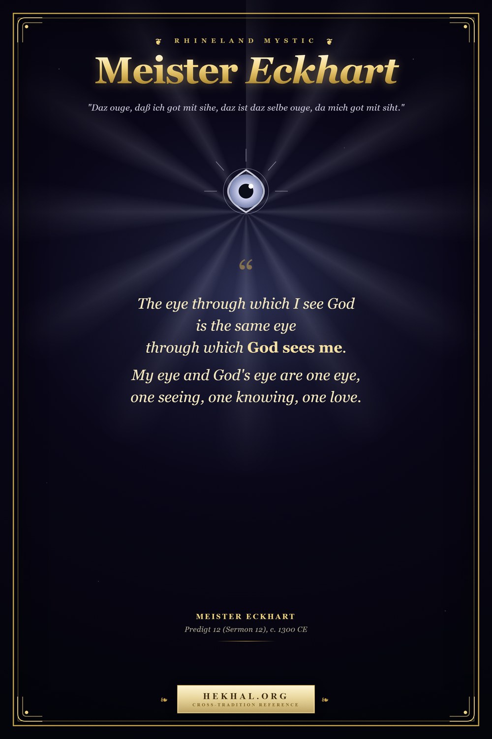 Meister Eckhart: The Eye Through Which I See God