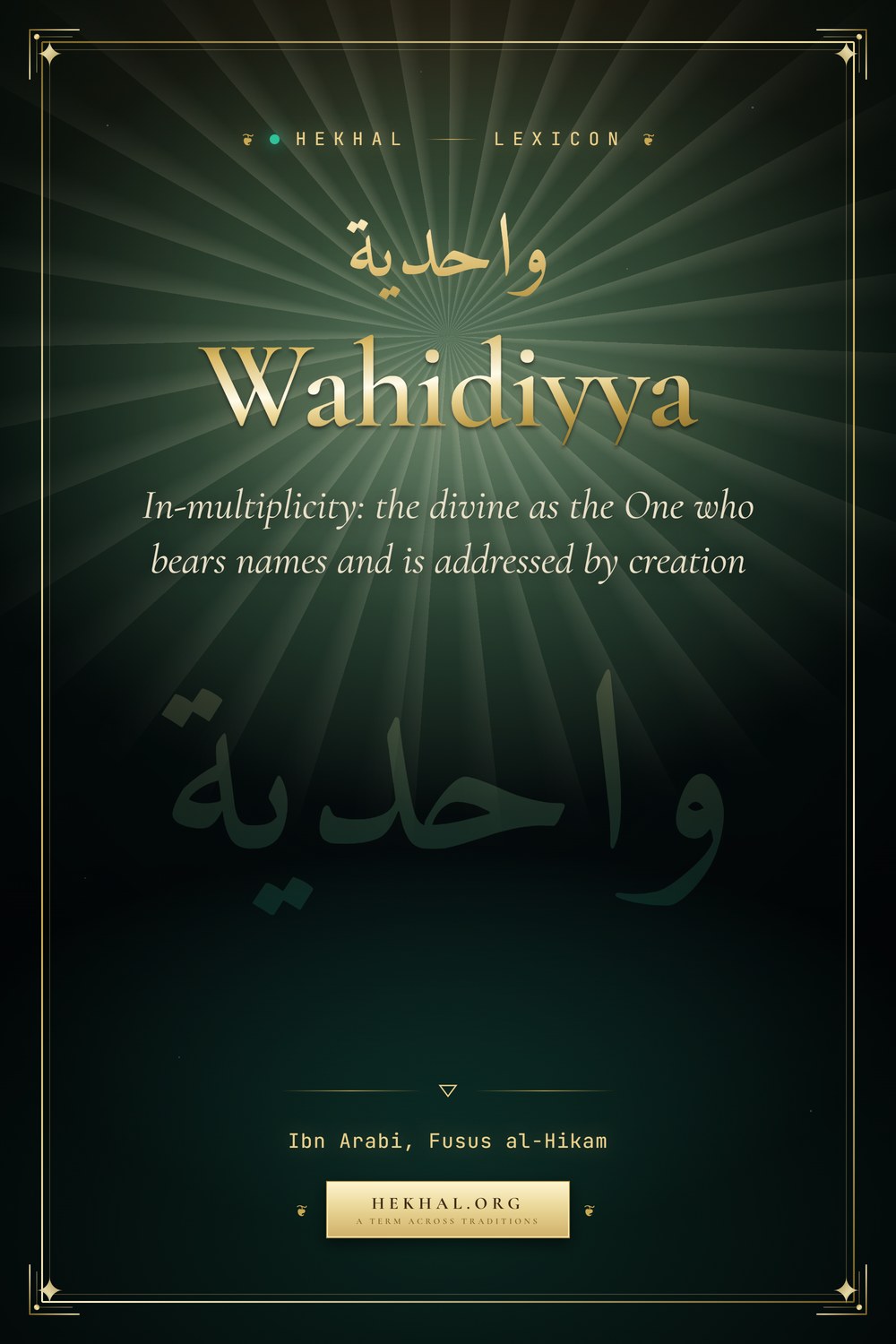 Wahidiyya (واحدية): In-multiplicity — Islamic mysticism